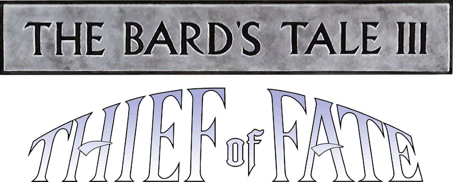 Bards Tale III Thief of Fate logo for Commodore 64